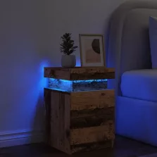   vidaXL antik fa színű szerelt fa éjjeliszekrény LED-del 35x39x55 cm