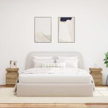   vidaXL 2 db kézműves tölgy szerelt fa LED-es éjjeliszekrény 35x39x55cm