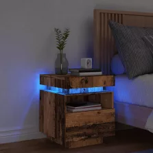   vidaXL antik fa színű éjjeliszekrény LED-világítással 40x39x48,5 cm
