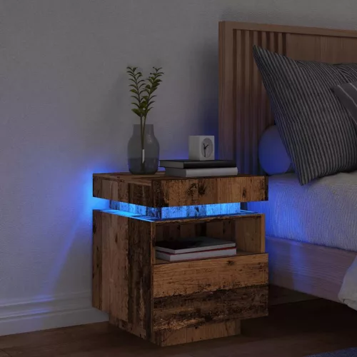 vidaXL antik fa színű éjjeliszekrény LED-világítással 40x39x48,5 cm