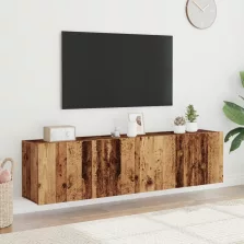  vidaXL 2 db antik fa színű falra szerelhető TV-szekrény 80 x 30 x 41cm