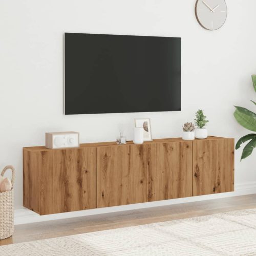 vidaXL 2 db kézműves tölgy falra szerelhető TV-szekrény 80x30x41 cm