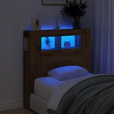   vidaXL kézműves tölgyszínű szerelt fa LED-es fejtámla 100x18,5x103,5cm