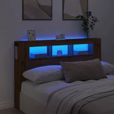   vidaXL kézműves tölgyszínű szerelt fa LED-es fejtámla 160x18,5x103,5cm