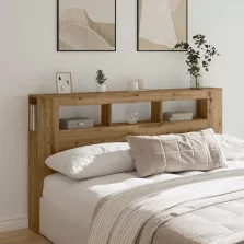   vidaXL kézműves tölgyszínű szerelt fa LED-es fejtámla 180x18,5x103,5cm