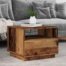   vidaXL antik fa színű dohányzóasztal LED-lámpákkal 50 x 49 x 40 cm