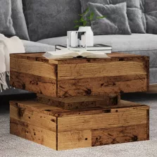  vidaXL antik fa színű dohányzóasztal LED-lámpákkal 50 x 50 x 40 cm