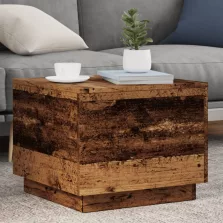   vidaXL antik fa színű dohányzóasztal LED-lámpákkal 50 x 50 x 40 cm