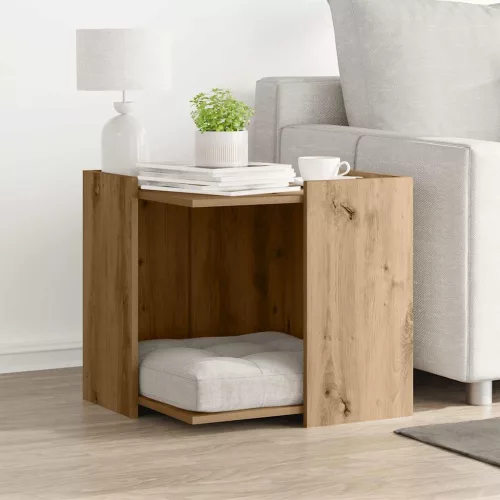 vidaXL kézműves tölgy színű szerelt fa macskaalomdoboz 53 x 53 x 51 cm