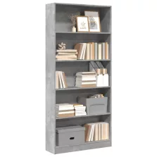 vidaXL betonszürke szerelt fa könyvespolc 80 x 24 x 176 cm