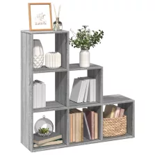   vidaXL 3 szintes szürke sonoma fa elválasztó könyvespolc 99x29x99 cm
