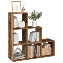   vidaXL 3 szintes antik fa színű fa elválasztó könyvespolc 99x29x99 cm