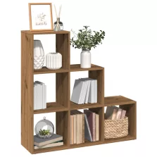   vidaXL 3 szintes kézműves tölgy fa elválasztó könyvespolc 99x29x99 cm
