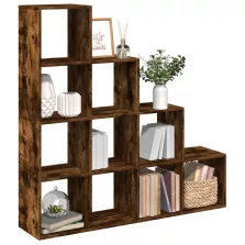   vidaXL 4 szintes füstös tölgy elválasztó könyvespolc 131,5x29x131,5 cm