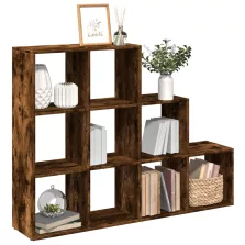   vidaXL 3 szintes füstös tölgy elválasztó könyvespolc 137,5x29x103,5 cm