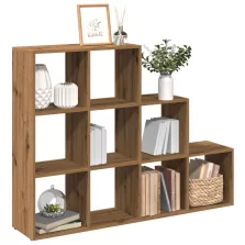   vidaXL 3 szintes kézműves fa elválasztó könyvespolc 137,5x29x103,5 cm