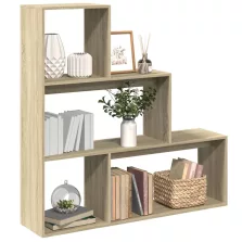   vidaXL 3 szintes sonoma tölgy fa elválasztó könyvespolc 123x29x123 cm