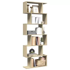   vidaXL 6 szintes sonoma tölgy fa elválasztó könyvespolc 70x24x193 cm