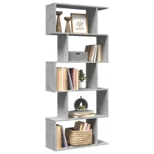   vidaXL 5 szintes betonszürke fa térelválasztó könyvespolc 70x24x161 cm