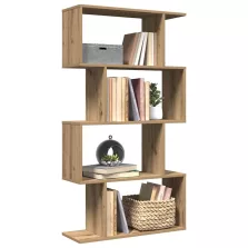   vidaXL 4 szintes kézműves tölgy fa elválasztó könyvespolc 70x24x129 cm