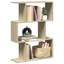   vidaXL 3 szintes sonoma tölgy fa elválasztó könyvespolc 70x24x97 cm