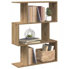   vidaXL 3 szintes kézműves tölgy fa elválasztó könyvespolc 70x24x97 cm