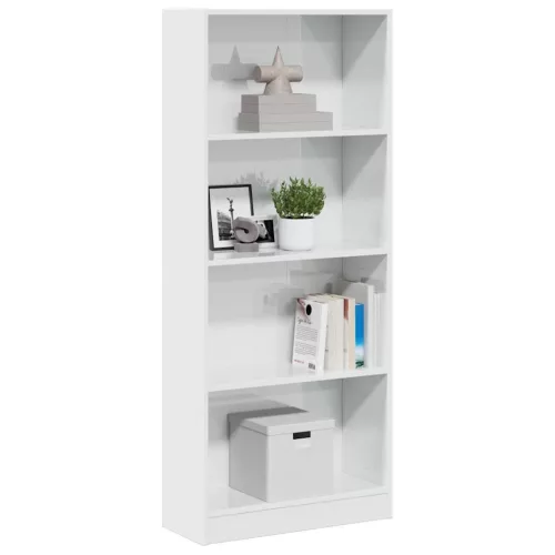vidaXL magasfényű fehér szerelt fa könyvespolc 60 x 24 x 143 cm