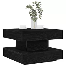   vidaXL fekete dohányzóasztal 360 fokban forgatható 50x50x34,5 cm