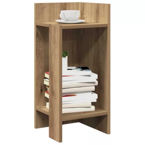 vidaXL kézműves tölgyszínű kisasztal polccal 25,5 x 27 x 60 cm