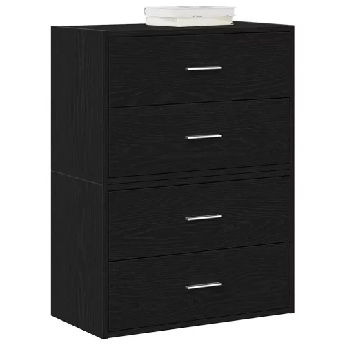 vidaXL 2 db fekete tölgy szerelt fa szekrény 2 fiókkal 60 x 31 x 40 cm