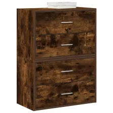   vidaXL 2 db füstölt tölgy szerelt fa szekrény 2 fiókkal 60 x 31 x 40cm