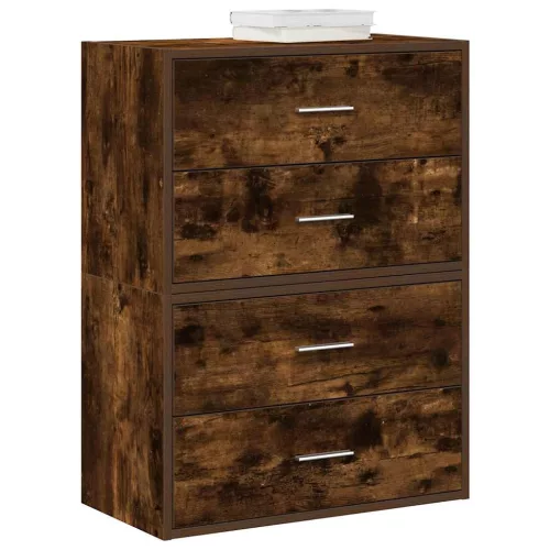 vidaXL 2 db füstölt tölgy szerelt fa szekrény 2 fiókkal 60 x 31 x 40cm