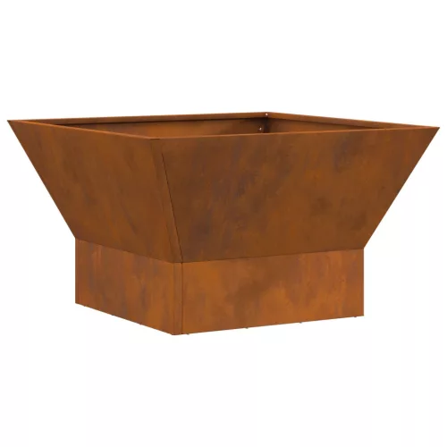 vidaXL Tűzrakóhely Négyzet Barna 60x60x35 cm Viharvert acél