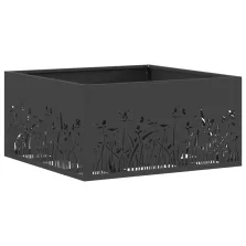 vidaXL Tűzhely Négyzet Fekete 60x60x30 cm Acél