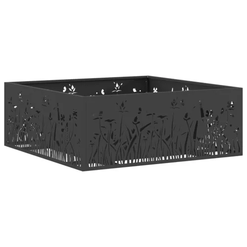 vidaXL Tűzrakóhely Négyzet Fekete 80x80x30 cm Acél