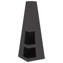   vidaXL Tűzrakóhely Tűzifa tárolóval Fekete 35x35x100 cm Acél