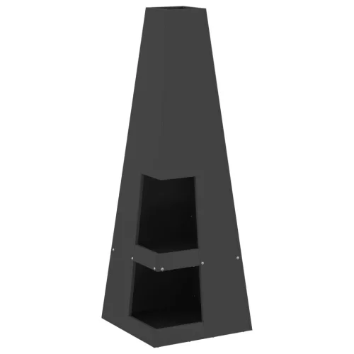 vidaXL Tűzrakóhely Tűzifa tárolóval Fekete 35x35x100 cm Acél