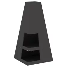 vidaXL Tűzrakóhely Fatárolóval Fekete 50x50x100 cm Acél