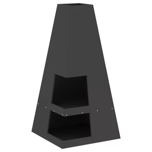 vidaXL Tűzrakóhely Fatárolóval Fekete 50x50x100 cm Acél