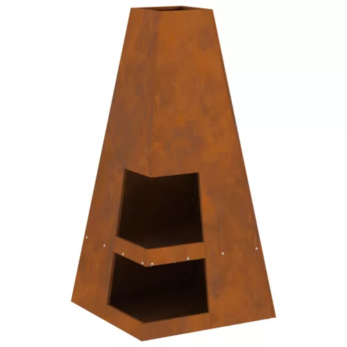 vidaXL Tűzrakóhely tárolóval 50x50x100 cm Viharvert acél