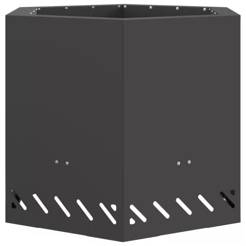 vidaXL Füstmentes Tűzrakóhely Hatszögletű Fekete 58x58x51 cm Acél