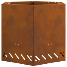   vidaXL Füstmentes Tűzrakóhely Hatszögletű 58x58x51 cm Viharvert Acél