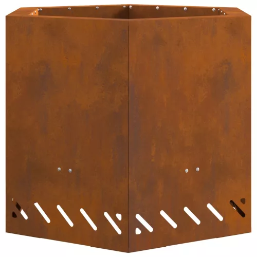 vidaXL Füstmentes Tűzrakóhely Hatszögletű 58x58x51 cm Viharvert Acél