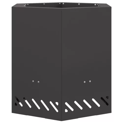 vidaXL Füstmentes Tüzihorgász Hatszögletű Fekete 48x48x51 cm Acél