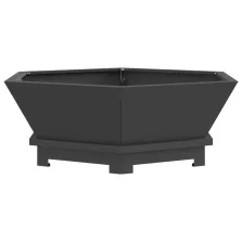 vidaXL Tűzrakóhely Hatszögletű Fekete 75x75x28 cm Acél