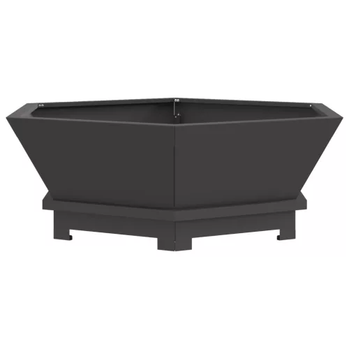 vidaXL Tűzrakóhely Hatszögletű Fekete 75x75x28 cm Acél