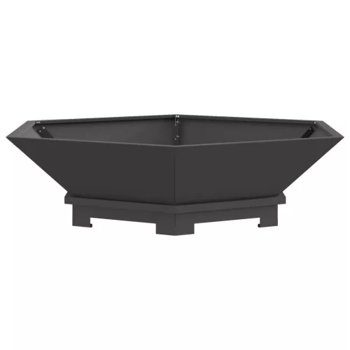vidaXL Tűzrakóhely Hatszögletű Fekete 100x100x28 cm Acél
