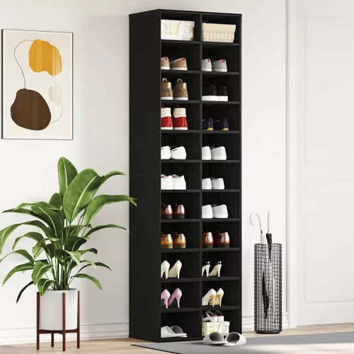vidaXL fekete tölgy szerelt fa cipősszekrény 54 x 34 x 183 cm