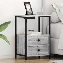   vidaXL Éjjeliszekrény fiókkal Szürke Sonoma 40 x 31 x 60 cm Faanyag