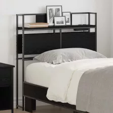   vidaXL Tároló fejtámla polcokkal fejtámlával Musta tammi 80 cm Faanyag